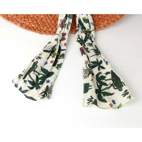 Paul Smith Women Coral Raffia Straw Sun Hat Floppy Wide Brim Silk Band Sz L Pool - Picture 7 of 12